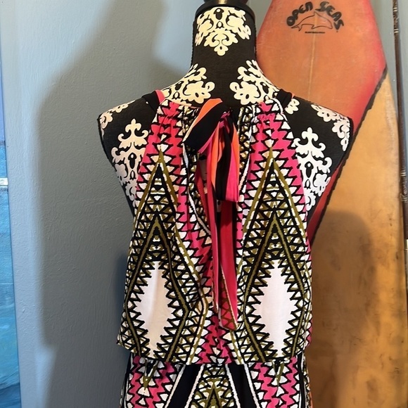 ⭐️Emma & Michelle,Striking Geo-Designed Maxi Dress, Halter Style, Large - Picture 2 of 10